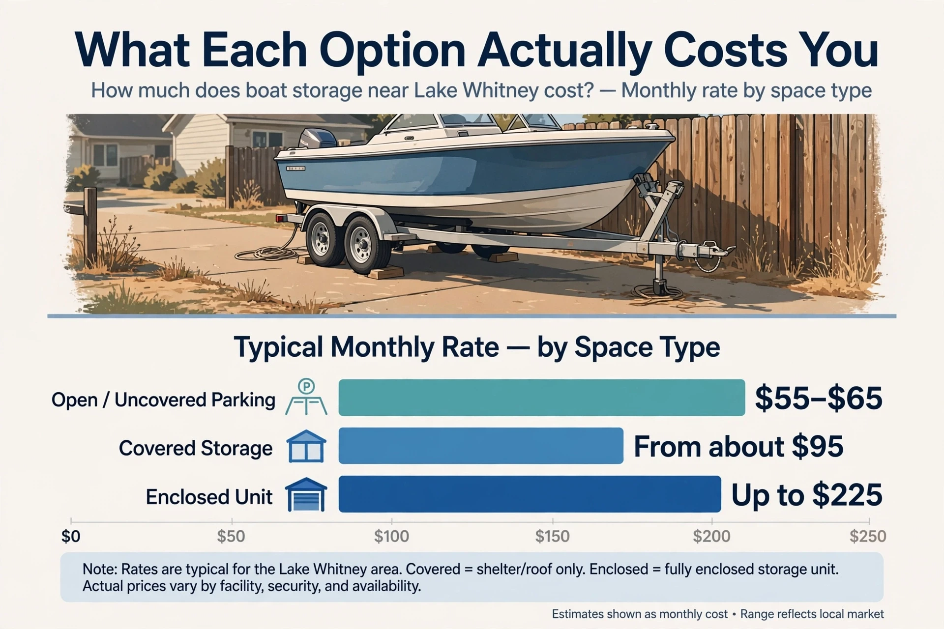 Boat in driveway with storage cost comparison